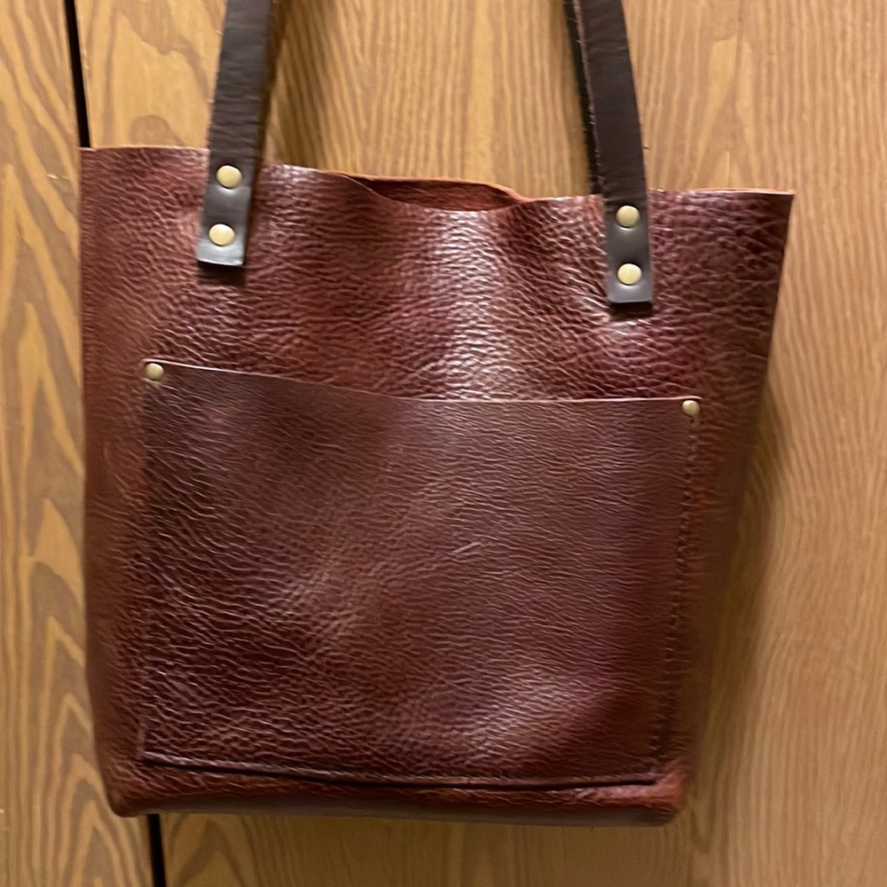 Portland leather goods small classic tote. Oxblood (retired), grizzly handles.